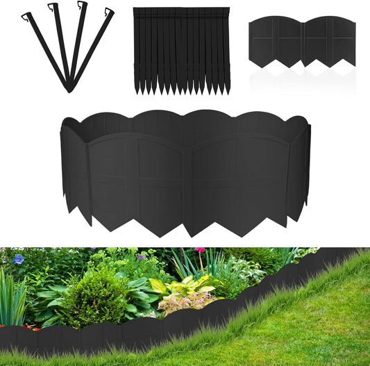 20Ft Black Garden Edging Border 6 Inch Tall Landscape Edging with 20Pcs 7.8in Height Garden Stakes