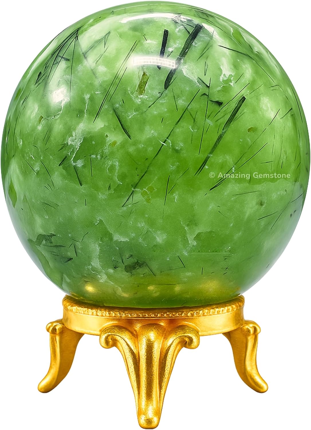 Amazing Gemstone Prehnite Crystal Ball with Stand - 2 Inches Crystal Sphere Meditation Balls for Witchcraft and Decorative Balls