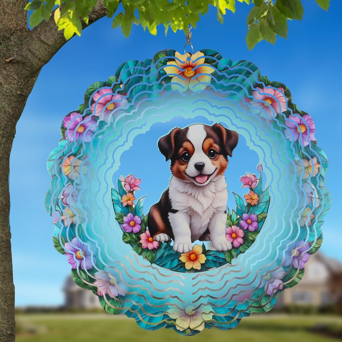 Metal Wind Spinners for Outdoor,Birthday Gifts for Women Mom Grandma, 12 Inch Dogs Wind Spinner, Kinetic Sculpture Garden Decor for Ornament Gifts