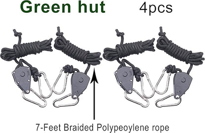2 Pair of 1/8 inch Adjustable Rope Hanger Heavy Duty for Grow Light Rope Hangers Loose-Proof Design Light Fixture Hangers (4 Pcs)