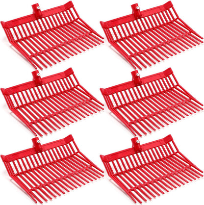 Lasnten 6 Pcs Manure Fork Replacement Head, 18 Tines Pitchfork Head with Screws and Nuts, Horse Manure Rake for Picking up Grass and Hay(Red)