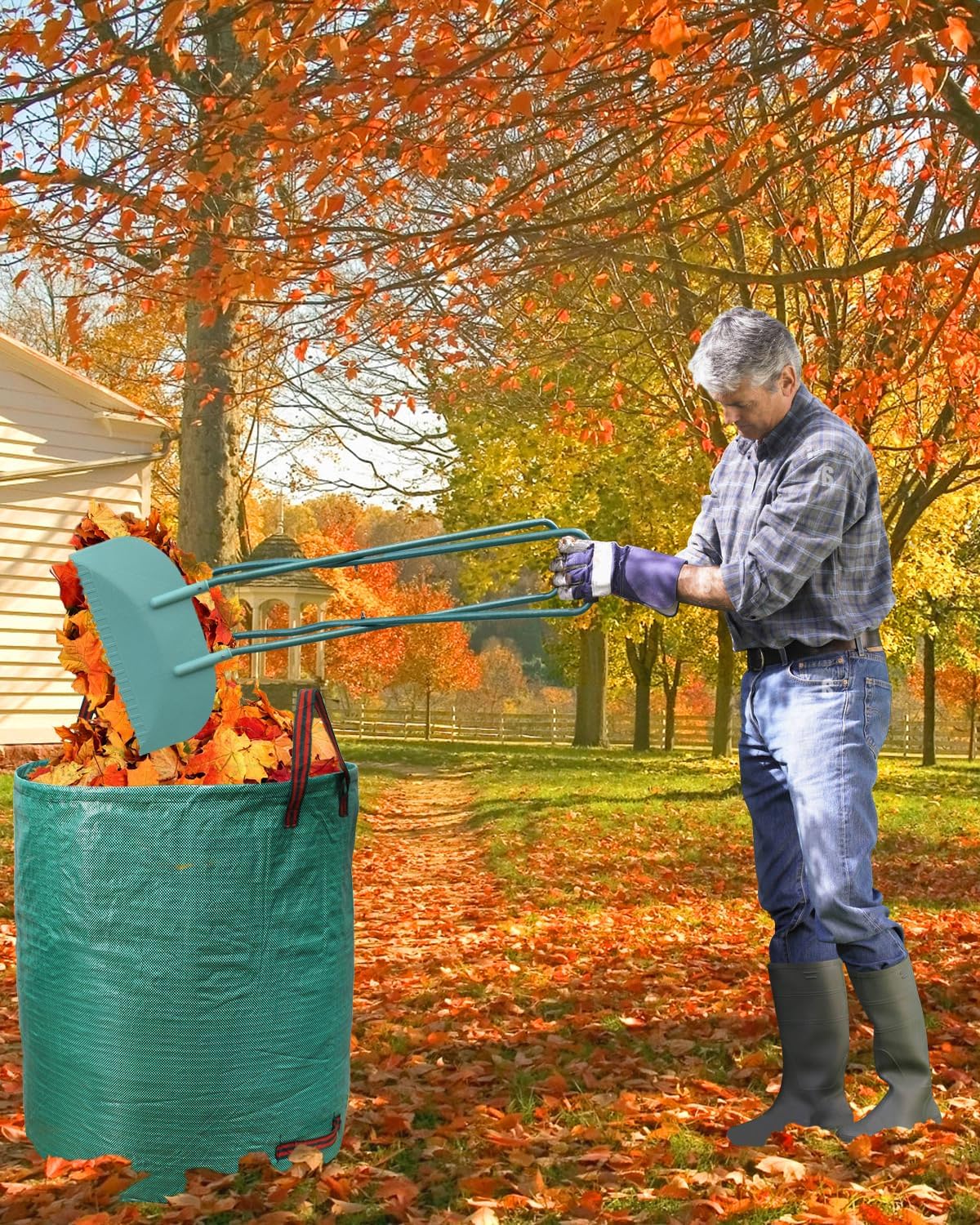 Leaf Grabber Leaf Rake Picker Upper Scoops with Long Handle Garden Rake for Yard Work Yard Tools for Lawn Cleaning