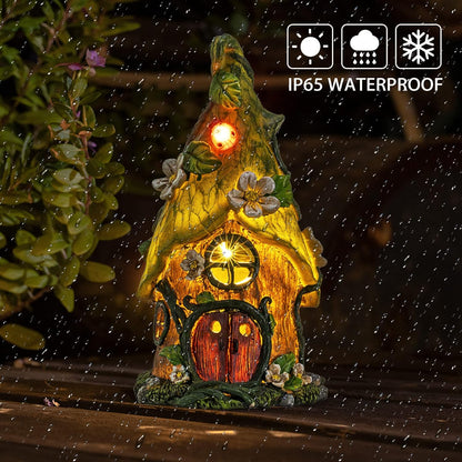 Garden Decor Outdoor Solar Statues, 9.4Inch Resin Fairy Garden Solar Lights Birthday Gifts for Women Yard Decorations, Gardening Gifts for Patio, Balcony, Porch Decor