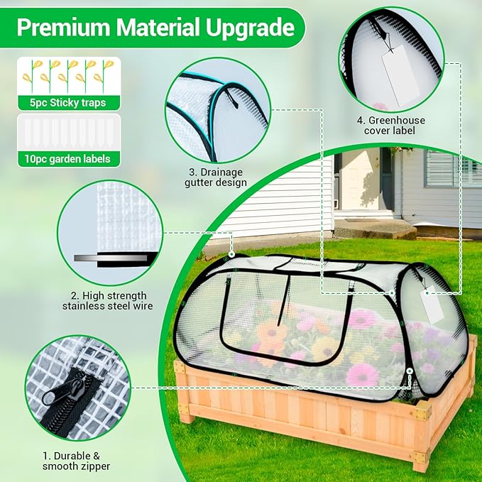 Garden Covers for Raised Beds, Pop Up Raised Garden Bed Cover, Garden Row Plants Cover Accelerator, Greenhouse Cover for Protecting Seedlings Fruits Vegetable Rows 45" L x 22" W x 16" H(1 Pack)