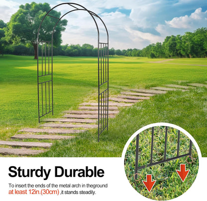 Metal Garden Arch 7.2ft High Wide Garden Arbor for Various Climbing Plant Outdoor Garden Archway Arbor Trellis for Lawn Wedding Party Decoration Ceremony