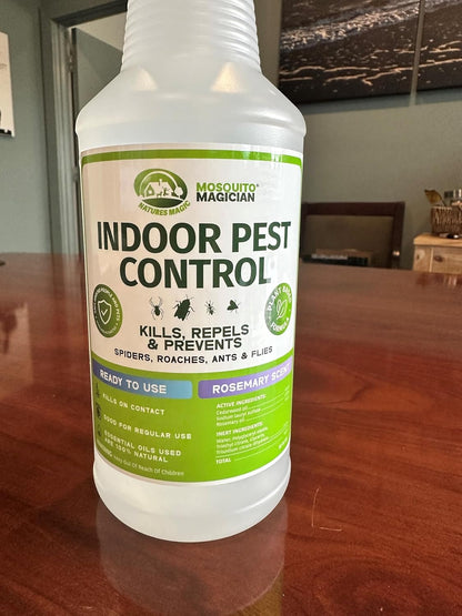 Mosquito Magician Indoor Pest Spray – Design for Indoor Use to Neutralize Spiders, Roaches, Ants & Flies with Plant-Sourced Essential Oils, Efficient Ready to Use Home Pest Spray – Rosemary, 32 OZ