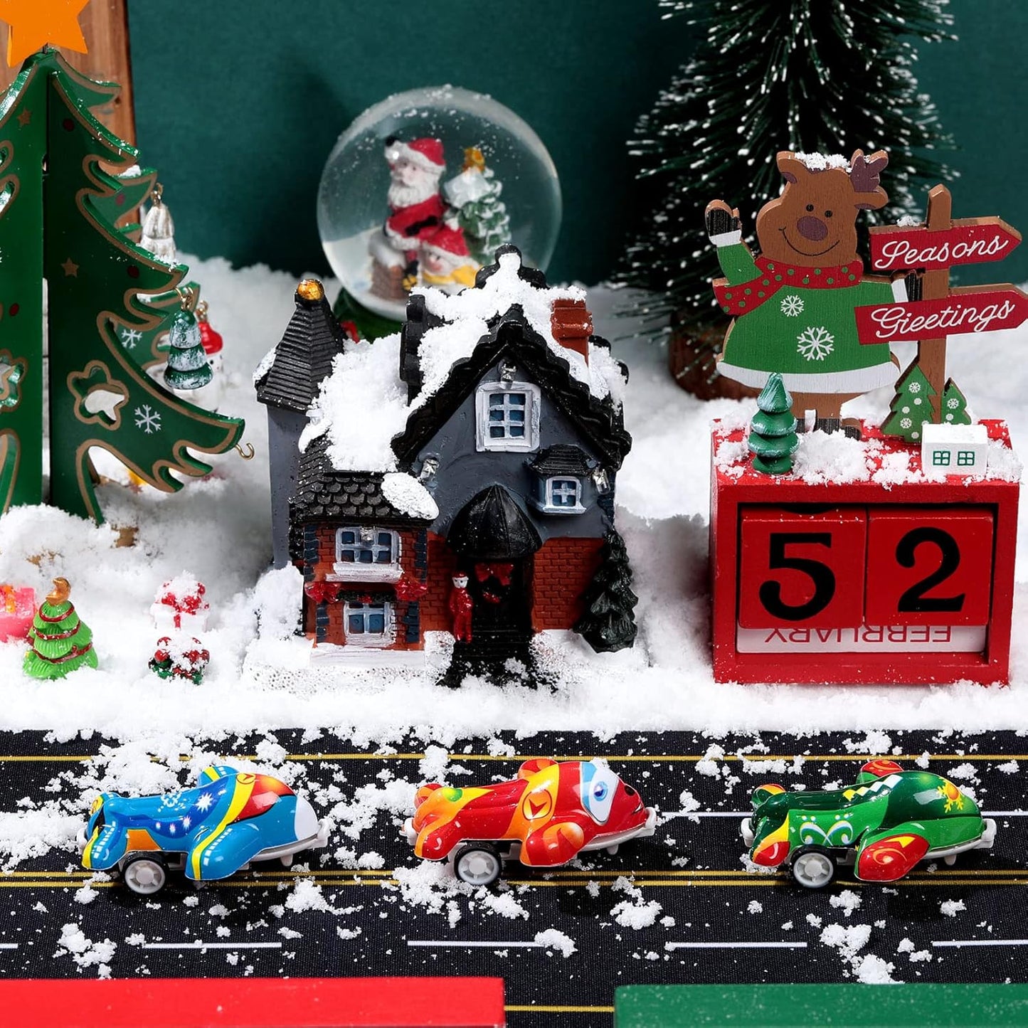 Marspark Christmas Village Accessories 5 x 50 Inch Christmas Miniature Road Village Street Mat Xmas Snow Street Decorations for Little Landscape(Road Style)