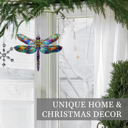 Dragonfly Gifts for Women, Dragonflies Decor Suncatcher Effect, Dragon Fly Stained Glass Effect, Dragonfly Ornaments for Christmas Tree Decoration, Birthday Gift for Mom (Radiant Prism)