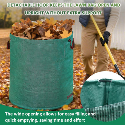 Hugeleaf 3 Pack Reusable Yard Waste Bags, 132 Gallon Extra Large Heavy Duty Lawn and Leaf Bags with Reinforced Handles, Standable Yard Bags for Lawn Leaves and Waste Collection