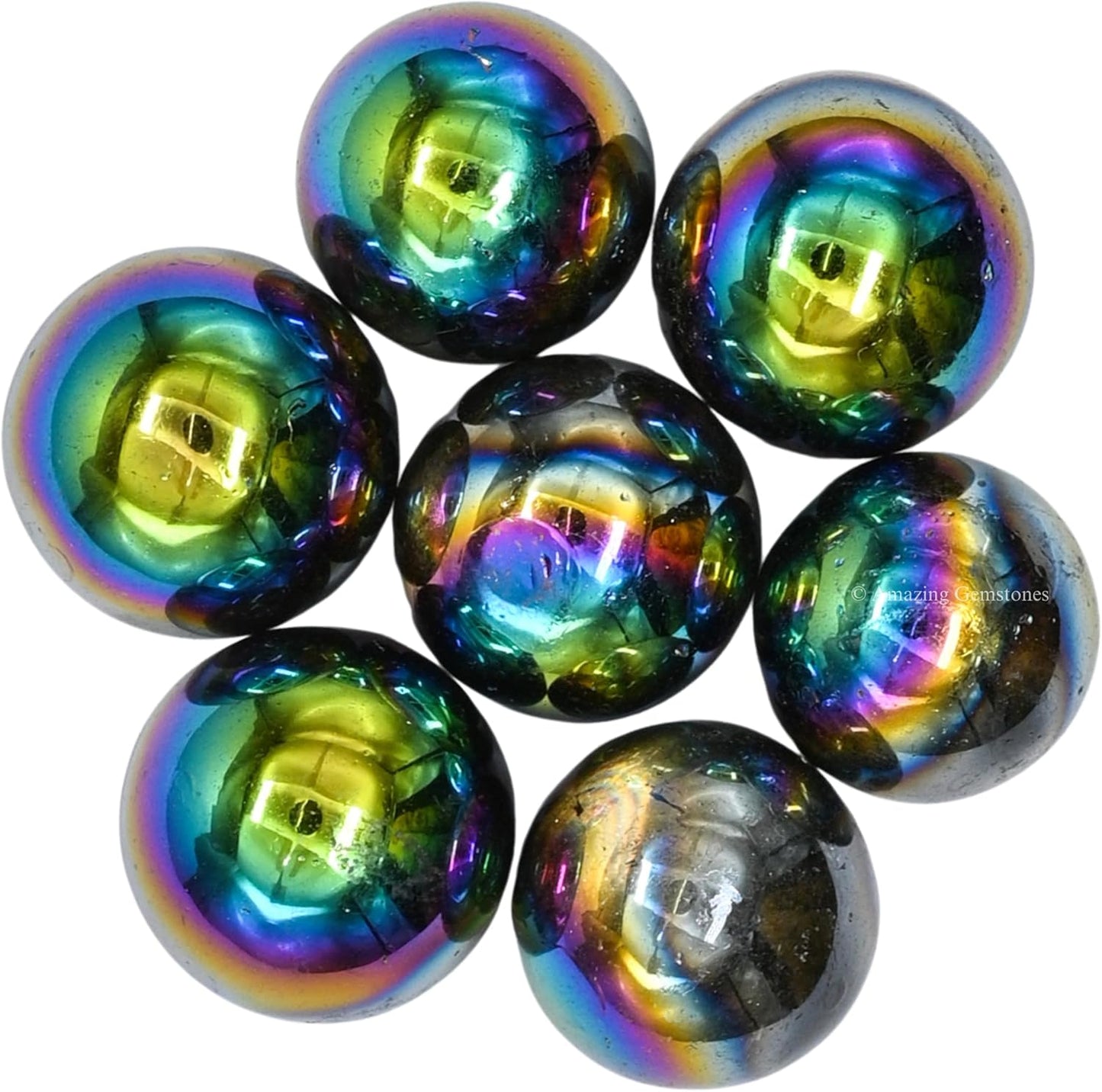 Amazing Gemstone Titanium Aura Rose Quartz Crystal Ball - 1 Inches Crystal Sphere Meditation Balls for Witchcraft and Decorative Balls - Crystals and Healing Stones Beginners Gift (Pack of 1)
