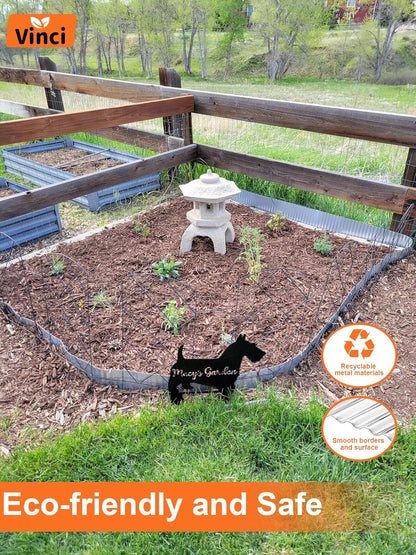 Vinci Garden Landscape Edging Border, 12 Inch x 10 FT Corrugated Sturdy Metal Easy Installation Safe Hemmed Lawn Garden Border Edges for DIY Flower Beds,Pathways and Patio Design (Silver)