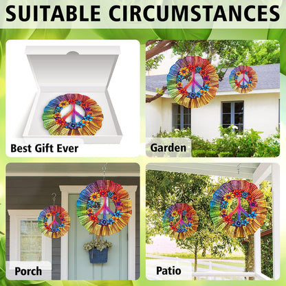 Peace Flower Wind Spinner, Peace Flower Wind Spinner Hanging for Yard and Garden, Unique Gift Wind Spinner, 3D Hanging Wind Spinner Outdoor