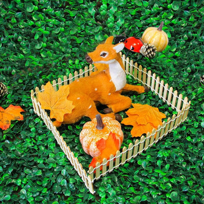Prsildan 40 Inches Miniature Fairy Garden Fence, DIY Wood Picket Fence Mini Ornament for Dollhouse Home Garden