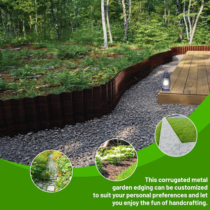 SnugNiture Corrugated Metal Garden Edging,8" x 20' Landscape Edging Border,Sturdy Metal Lawn Edging for Landscaping, Garden,Flower Bed and Yard
