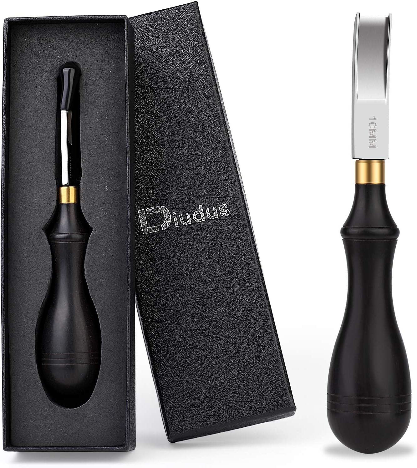 DIUDUS 10mm Leather Edge Beveler Tool, Wide Mouth Leather Edge Beveler Skiving, Leather Edge Trimmer with Wooden Handle for DIY Leather Craft
