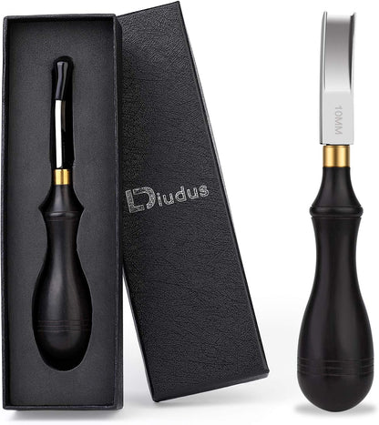 DIUDUS 10mm Leather Edge Beveler Tool, Wide Mouth Leather Edge Beveler Skiving, Leather Edge Trimmer with Wooden Handle for DIY Leather Craft
