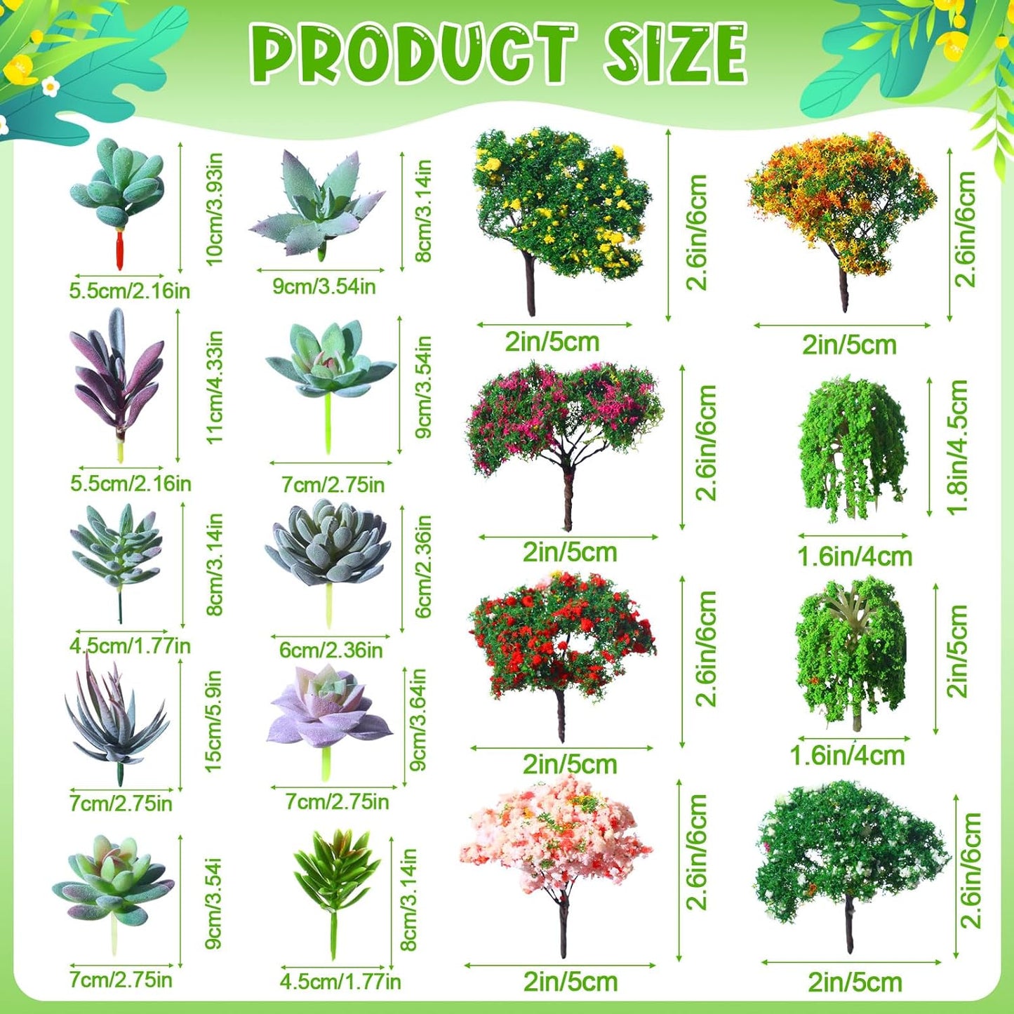 116 Pcs Fairy House Accessories Kit Miniature Garden Accessories Terrarium Decoration Mini Diorama Figurines Miniature Landscape Trees Simulated Succulents for DIY Garden Doll House Craft