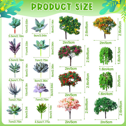 116 Pcs Fairy House Accessories Kit Miniature Garden Accessories Terrarium Decoration Mini Diorama Figurines Miniature Landscape Trees Simulated Succulents for DIY Garden Doll House Craft