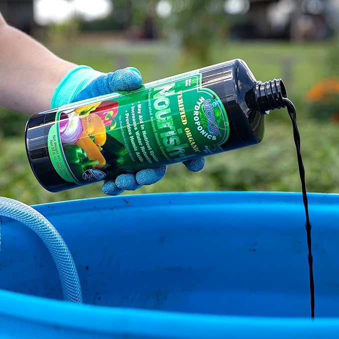 Microbe Life Hydroponics Nourish-L Liquid Conditioner, Stimulator to Enhance Plant Nutrient Absorption for Fruits & Vegetables, Use with Any Feeding Systems Including Hydroponics or Soil, 16 Fl Oz