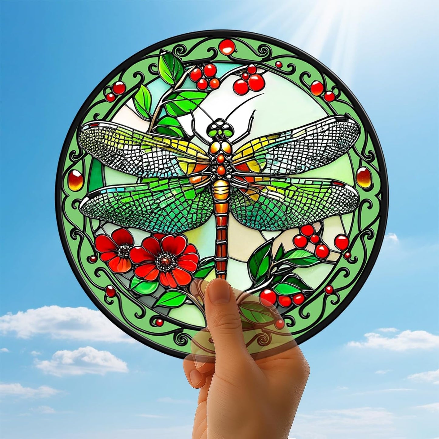 Dragonfly Suncatchers for Windows Hanging - 8 in Stained Glass Sun Catchers Indoor Window, Suncatcher Stain Glass Window Hanging for Home Decor, Gifts for Holiday or Wall Art