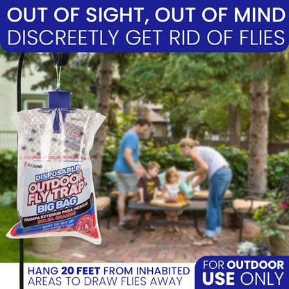 Fly Traps Outdoor Fly Trap for Patio. 4 Large Non-Toxic Pre-Baited Flies Bags Outdoor Disposable. Big Hanging Bug Catchers for All Filth Flies Killer for Outside Bug Control in Yard Horse Ranch