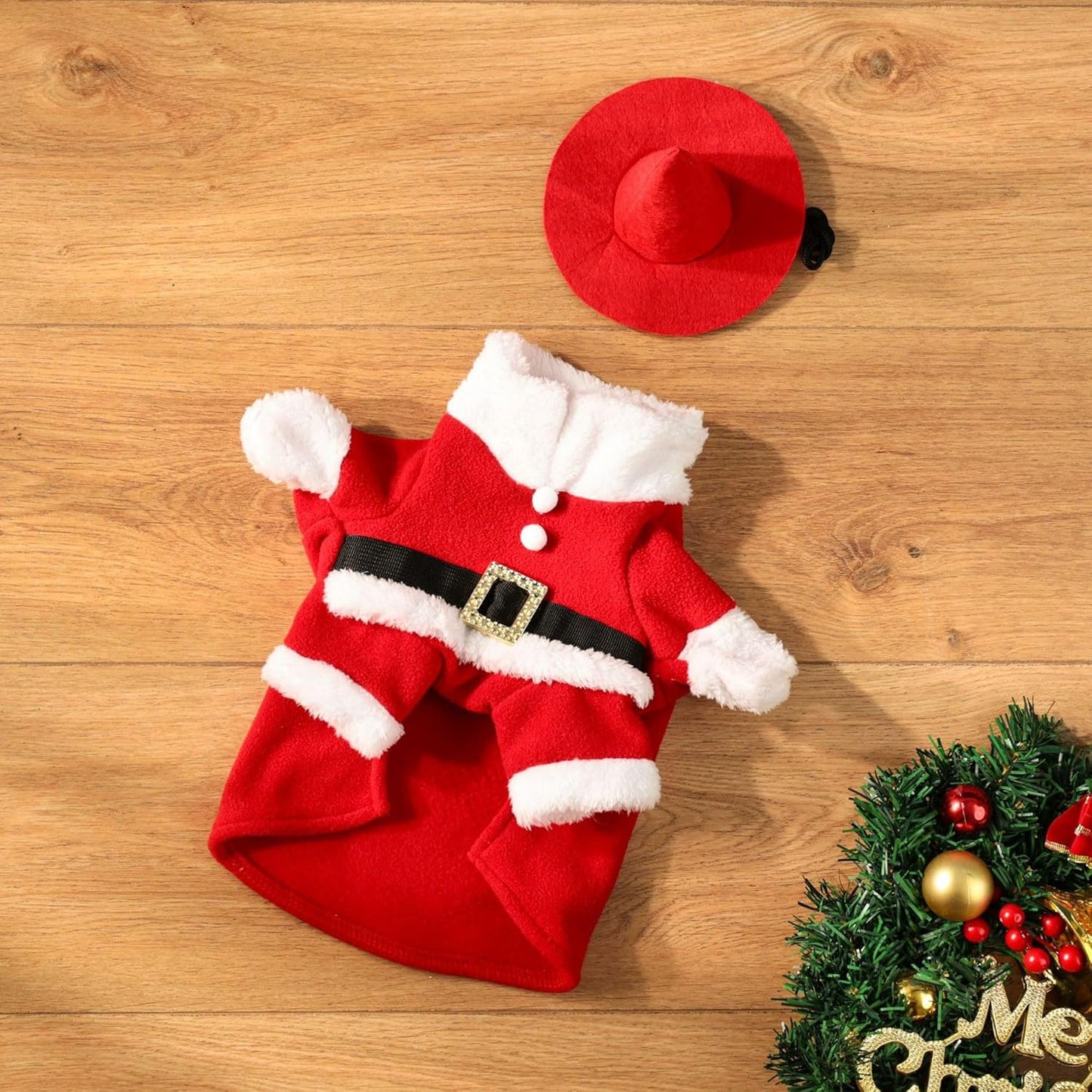 Christmas Goose Outfit Santa Porch Goose Outfits Xmas for 23" Yard Lawn Outdoor Garden Patio Statue Santa Holiday Decor