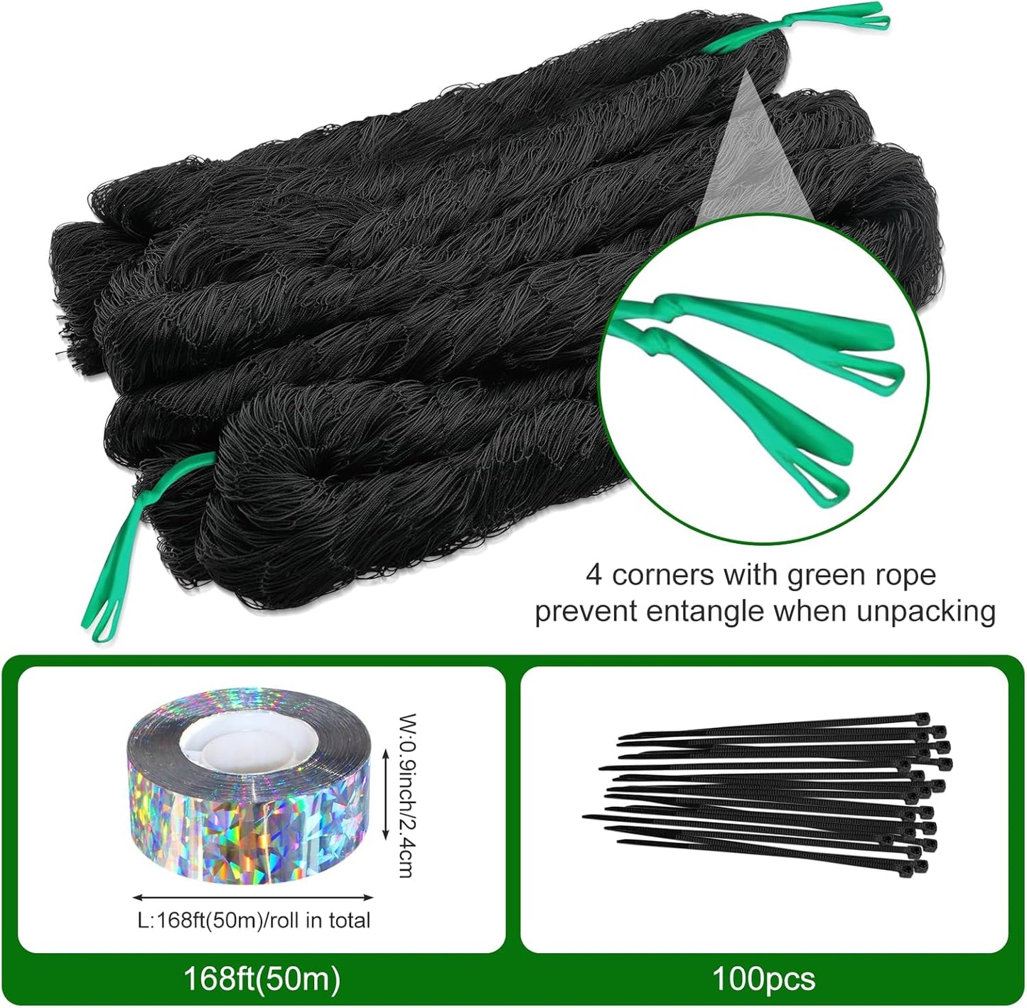 Bird Netting, 25 x 50 FT Heavy Garden Netting Reusable Protective Garden Netting for Plants Fruit Trees Vegetables Against Birds and Other Animals