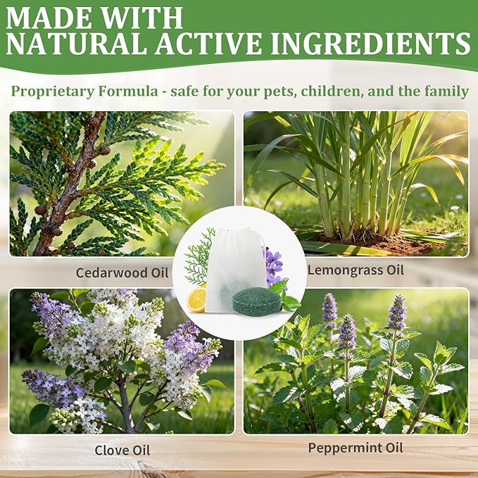 Mouse Rodent Repellent, 24pcs Peppermint Lemon Oil Mice Repellent for Squirrel Rats Spider Pests, Natural Mouse Traps for Indoor Outdoor Use, Keep Rodents Away from Garden and Home, Family & Pet Safe