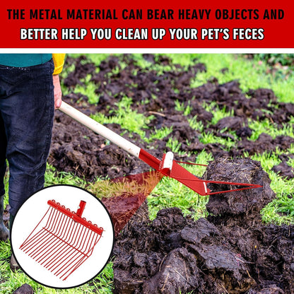 Tandefio 1 Pack Pitchfork Replacement Head Metal Horse Manure Rake Gardening Pitch Fork with Angled Tines for Horse Stall Poop Picking up(Red)