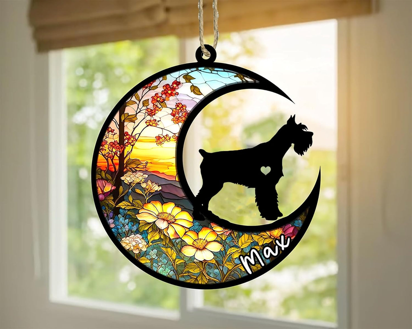 Personalized Dog Memorial, Custom Name Schnauzer (Black) Dog Christmas Ornament with Name, Custom Breeds, Pet Loss Light Catcher, Gifts for Lovers Loss of Pet Sympathy on Mothers Day Christmas