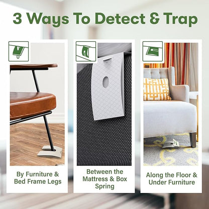 BugMD Bed Bug Trap (2 Pack, 24 Traps) - Interceptors, Bed Bug Prevention, Sticky Glue Traps, Insect Trap Indoor