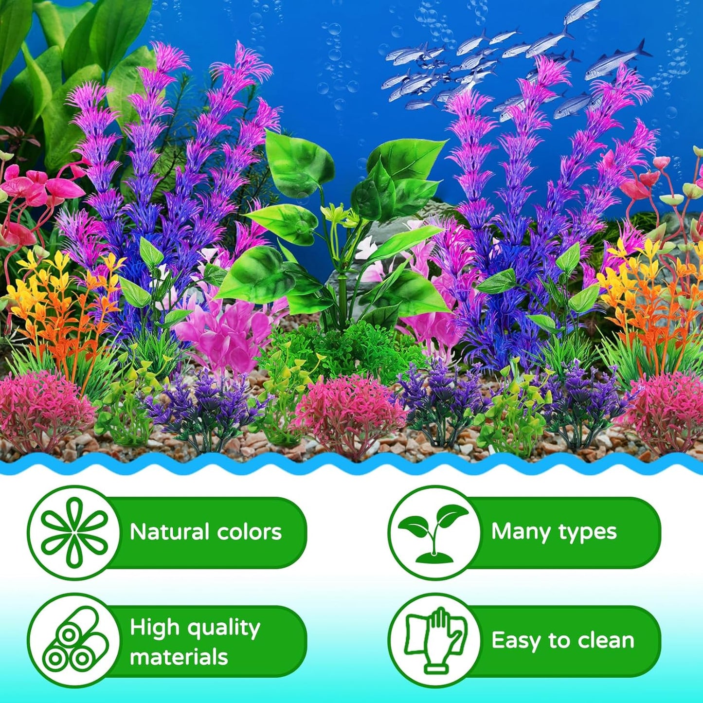 Aquarium Decorations Plants, 20pcs Aquarium Decor Plants, Colorful Fish Tank Accessories, Fish Tank Plants Plastic Decoration for Aquariums