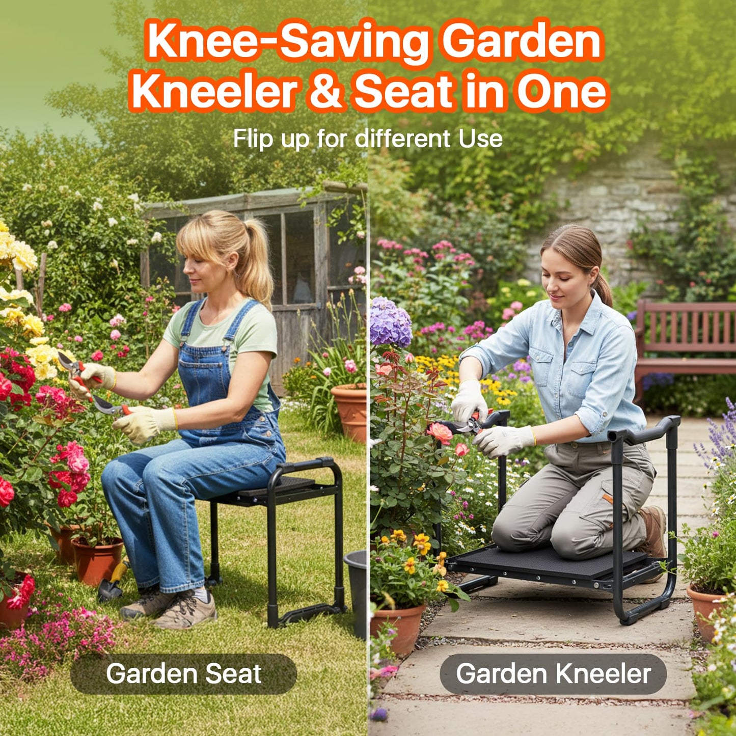 Garden Kneeler and Seat Heavy Duty, Wider and Thicker Kneeling Pad Stool