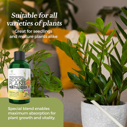 Professional Liquid Indoor Plant Fertilizer | 3-1-2 Concentrate for Plants and Flowers | Multi-Purpose Blend & Gardening Supplies | 8 oz Bottle