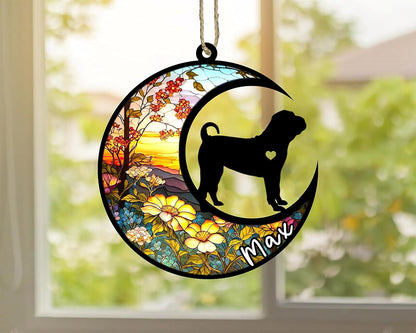 Personalized Dog Memorial, Custom Name Shar Pei Dog Christmas Ornament with Name, Custom Breeds, Pet Loss Light Catcher, Gifts for Lovers Loss of Pet Sympathy on Mothers Day Christmas