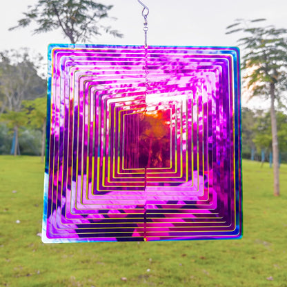 Wind Spinners Outdoor for Yard Decorations,Stainless Steel Metal, Glowing Reflective for Yard, Wind Spinners Outdoor Hanging (10'' Maze Blue Purple)