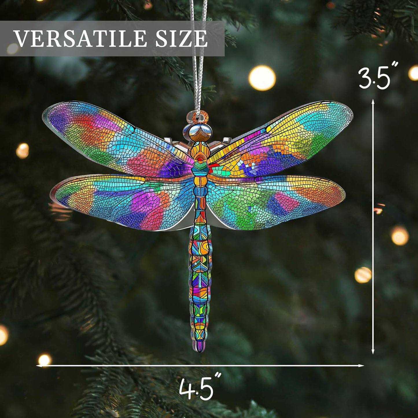 Dragonfly Gifts for Women, Dragonflies Decor Suncatcher Effect, Dragon Fly Stained Glass Effect, Dragonfly Ornaments for Christmas Tree Decoration, Birthday Gift for Mom (Summer Parade)
