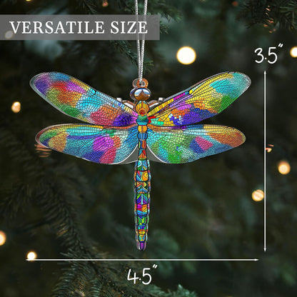 Dragonfly Gifts for Women, Dragonflies Decor Suncatcher Effect, Dragon Fly Stained Glass Effect, Dragonfly Ornaments for Christmas Tree Decoration, Birthday Gift for Mom (Summer Parade)