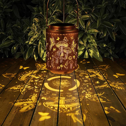 2 Pack Solar Lanterns Outdoor Waterproof Garden Decor Gifts for Women Mon Grandma Metal Hanging Solar Lights Decoration for Outside LED Lanterns for Yard Patio Lawn(Mushroom)
