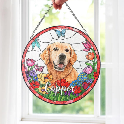 Custom Dog Stained Glass Suncatcher, Personalized Photo Suncatcher Ornament, Customized Pet Memorial Keepsake, Cat Loss Gift, Pet Portrait from Photo, Gift for Dog Lover, Cat Owner Gifts