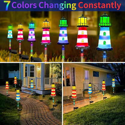 Solar Garden Lights Outdoor Decorations, 4 Packs Lighthouse Waterproof, Lights walkways Garden Decor for Outside Landscape Light, for Yard, Patio, Pathway Decor, Gifts