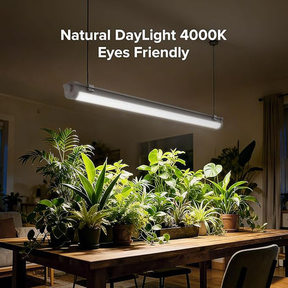 SANSI Grow Lights for Indoor Plants, 25W Plant Lights for Indoor Growing, 2FT 4000K Full Spectrum, T8 LED Grow Light Strips with 4-Level Dimmable, Auto On Off 4 8 12 Hrs Remote Control, IP54, White