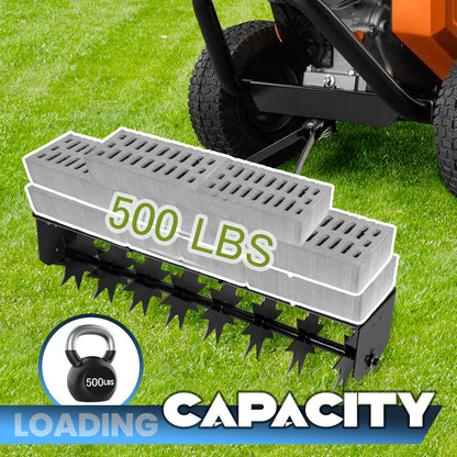 35-Inch Tow Behind Spike Aerator with Galvanized Steel Tines, 500LBS Durable Lawn Aerator Soil Penetrator Spikes Tractor with Extra-Wide Tow Bar for Lawn and Farm