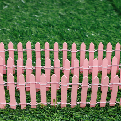 Mini Fairy Garden Fence, 35.5x2 Inch Cuttable Small Wood Picket Fence, DIY Miniature Accessories Decoration for Dollhouse, Crafts, Vegetable Platter, Cake(Pink)
