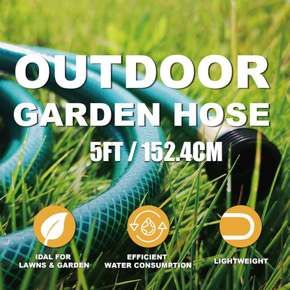 Garden Hose Leakproof for Gardener: 1/2” PVC Water Hoses with GHT Fittings - 5 FT No Kink and Flexible for Outdoor Watering