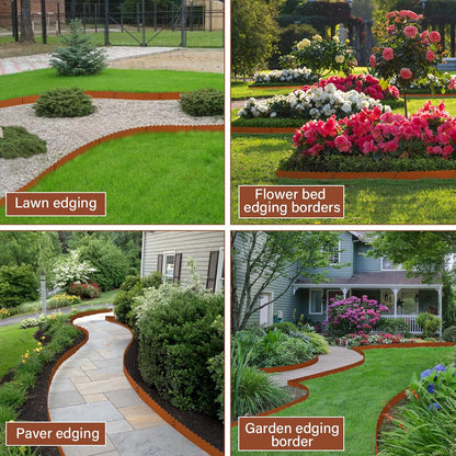 Cor Ten Steel Landscape Edging 6 Inch Tall X L 40 Inch, Rustic Bendable Metal Edging for Landscaping, Garden, Lawn, Flower Beds, Yard| DIY Rust-Resistant Scalloped Garden Border(Total 20ft.)