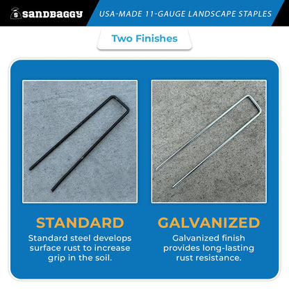 Sandbaggy USA Made 6-inch Landscape Staples - Garden Stakes - Landscaping Fabric, Netting, Sod, Artificial Turf (Standard (Galvanized), 5000)