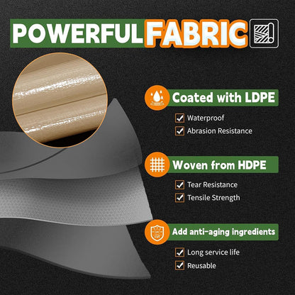RAINDEWAY 10x12 Feet Heavy Duty Tarp,12 Mil Tan Waterproof Poly Tarp Cover,UV Resistant,Weatherproof,Durable,Multipurpose Tarps with Grommets and Reinforced Edges