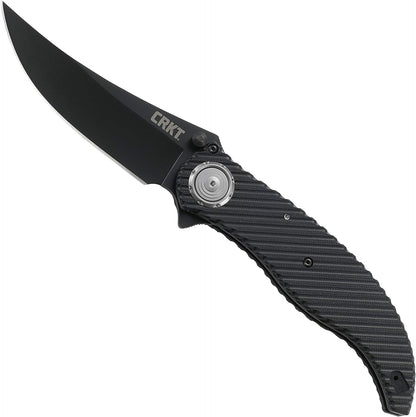 CRKT Clever Girl Folding Pocket Knife: Heavy Duty Everyday Carry, Black Blade, Flipper Open, Deadbolt Button Lock, IKBS Ball Bearing Pivot, G10 Handle 2640