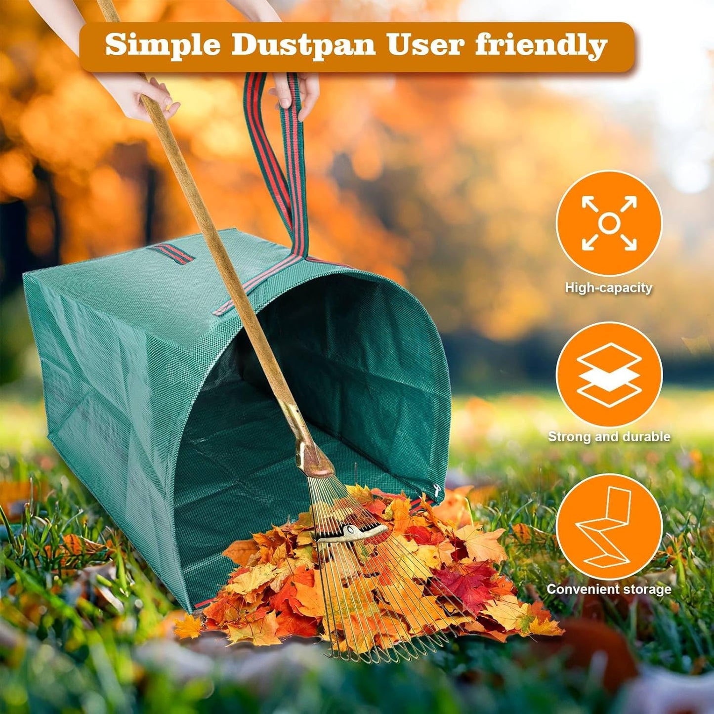 Leaf Collector, Large Yard Dustpan-Type Lawn and Leaf Bags, 53-Gallon Reusable Garden Bags for Leaves, Debris, Grass, Clippings, Lawn Trash